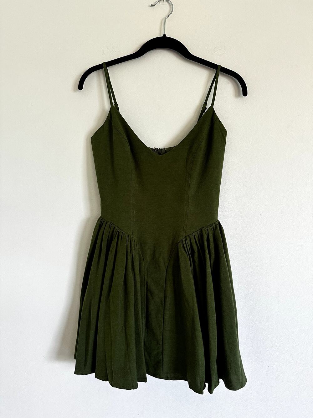 Seven Wonders NWT Poppy Mini Dress XS Khaki Olive Green Linen Blend
